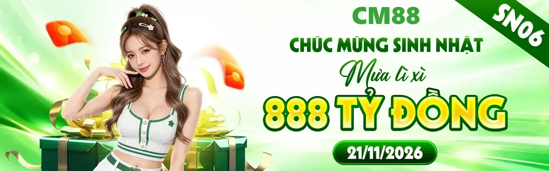 1. CM88 tổ chức mừng sinh nhật với hàng ngàn phần quà hấp dẫn đang chờ hội viên khám phá. Nhanh tay đăng ký tài khoản để tham gia chương trình ngay hôm nay.